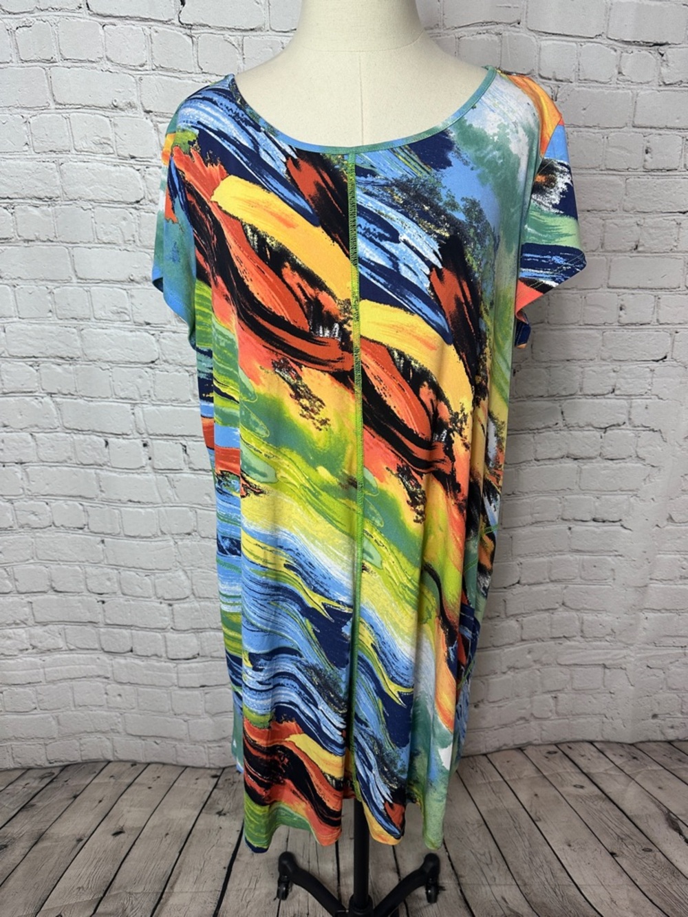 Pure Essence Vibrant Short Abstract Dress Woman’s Size XXL